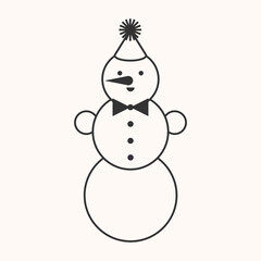 Simple line illustration of a snowman.