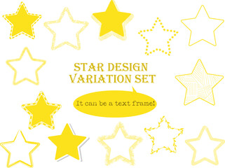 いろんなテクスチャーデザインの星型フレームのセット
