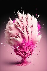 Exploding rose and pink  feathers, abstract background 