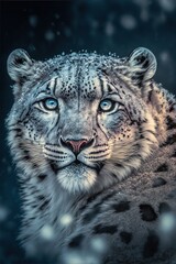 Snow leopard portrait close up