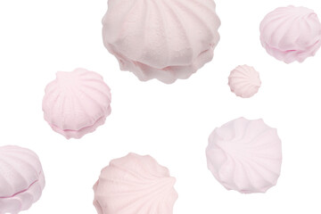 Rose marshmallow isolated on white. Zephyr.