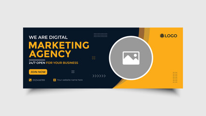 Digital marketing facebook cover template with creative shape