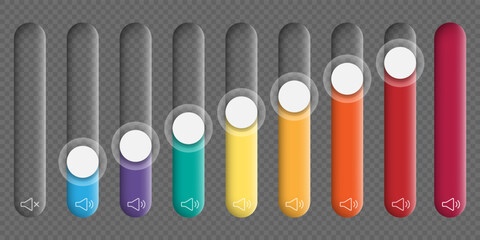 Set of slider bar infographic colorful elements. Vector illustration.