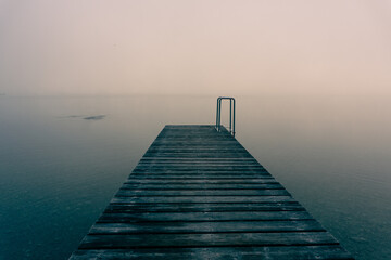 foggy lake in the morning 