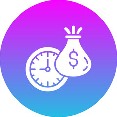 Time Is Money Gradient Circle Glyph Inverted Icon