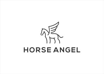 horse angel logo design vector illustration