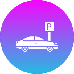 Parking Gradient Circle Glyph Inverted Icon