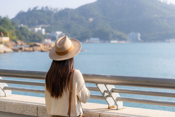 Rear view of woman look at the sea in Stanley of Hong Kong
