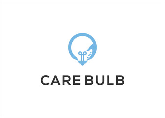 hand care bulb logo design vector
