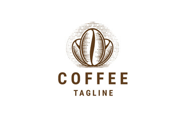 Coffee shop or coffee beans logo icon design template flat vector