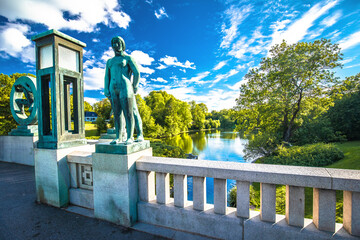 The Vigeland Park in Oslo scenic lake and architecture view