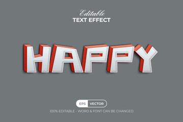 Happy text effect cartoon style. Editable text effect.