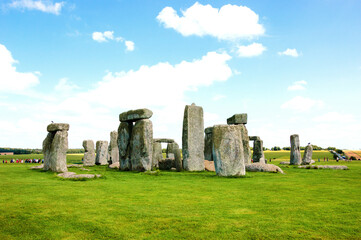 Stonehenge an ancient prehistoric monument in Wiltshire near Salisbury, England, UK. Visitors line
