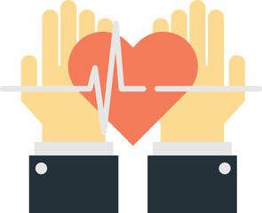 hand and heart illustration in minimal style