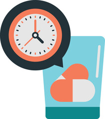 pills and clock illustration in minimal style