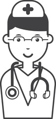 male doctor illustration in minimal style