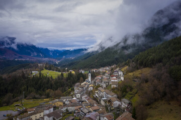Panorama Val di Resia seen from the drone