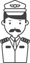 male pilot illustration in minimal style