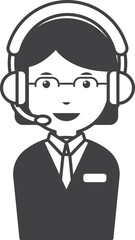female call center employee illustration in minimal style
