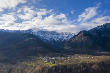 Panorama Val di Resia seen from the drone