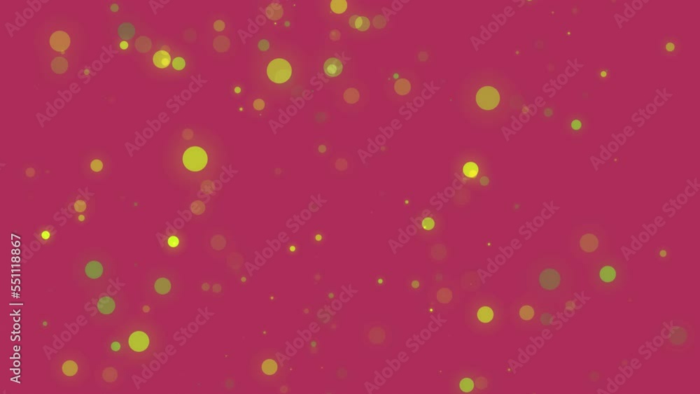 Poster falling yellow and green confetti with bokeh effect on pink background with alpha channel. abstract 