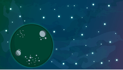 Obraz na płótnie Canvas green planet on space background with stars