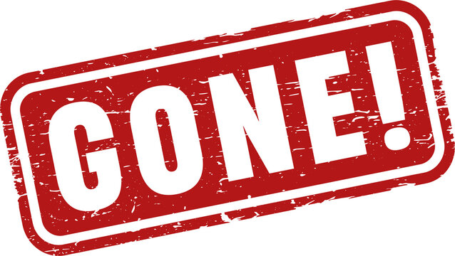 Gone grunge rubber stamp. Vintage old red color texture frame, Gone element for your product. Vector illustration.