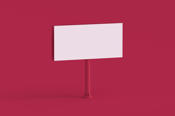 Fototapeta premium Billboard of magenta on red background. Color of the year 2023. 3d render