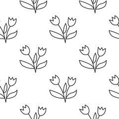 Seamless pattern with tulip flowers.
