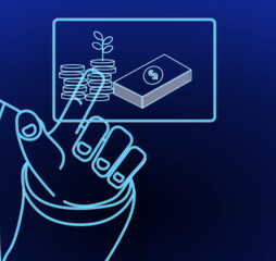 Person touching an icon that makes your money and finances grow