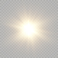 Bright light effect with rays and highlights for vector illustration.	