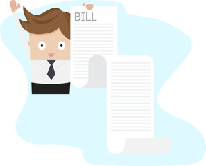 businessman holding receipt bil