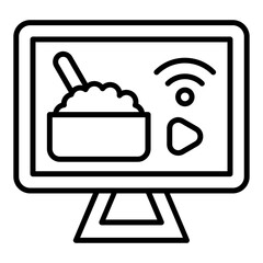 Naklejka premium Mukbang Icon Style