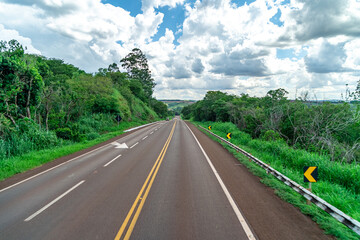 asphalt road in Brazilian nature in South America. motion blur
