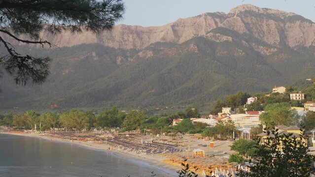 Mountain and sea on Thassos beach, perfect summer travel destination