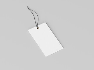 Blank white square label mockup, clothing tag, 3d rendering, 3d modeling
