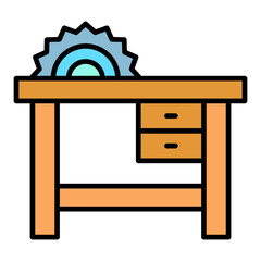 Table Saw Filled Line Icon