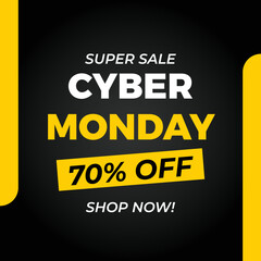 Cyber Monday Super Sale. Up to 50 percent off Big Sale Banner, Poster