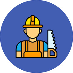 Carpenter Multicolor Circle Filled Line Icon