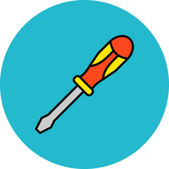 Screwdriver Multicolor Circle Filled Line Icon