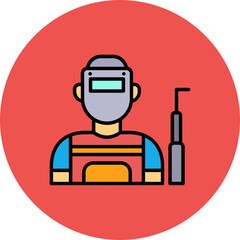 Welder Multicolor Circle Filled Line Icon