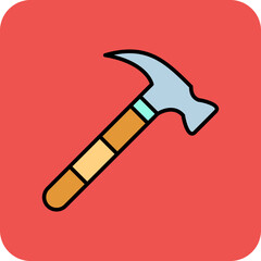 Hammer Multicolor Round Corner Filled Line Icon