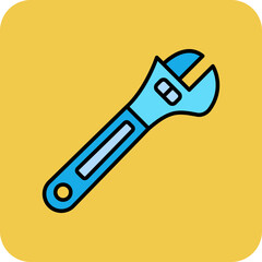 Wrench Multicolor Round Corner Filled Line Icon