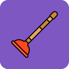 Plunger Multicolor Round Corner Filled Line Icon