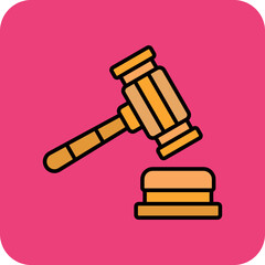 Law Multicolor Round Corner Filled Line Icon