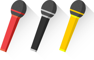 Microphone, microphone icon, microphone set on white background. Vector, cartoon illustration. Vector.