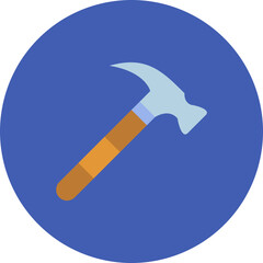 Hammer Multicolor Circle Flat Icon