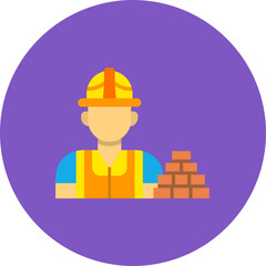 Builder Multicolor Circle Flat Icon