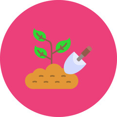 Planting Multicolor Circle Flat Icon