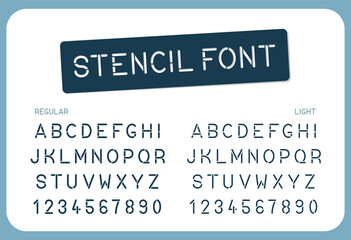 Rounded stencil alphabet vector font type letters
